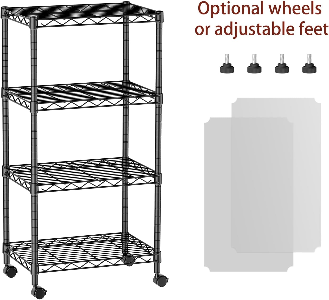 SINGAYE 4 Small Wire Shelves Kitchen Pantry Close Home Organizers and Storage Bathroom Shelf Laundry Room Organization Adjustable Book Metal Garage Shelving Unit