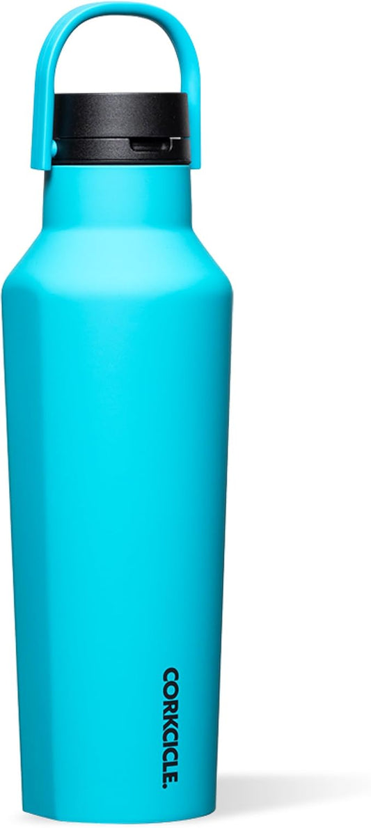 Corkcicle Sport Canteen - Keeps Drinks Cold 25 Hours - Stainless Steel Water Bottle - Triple-Insulated - Spill-Proof - Summer Drinkware Gift - Keeps Drinks Ice Cold - 20 oz - Capri Blue