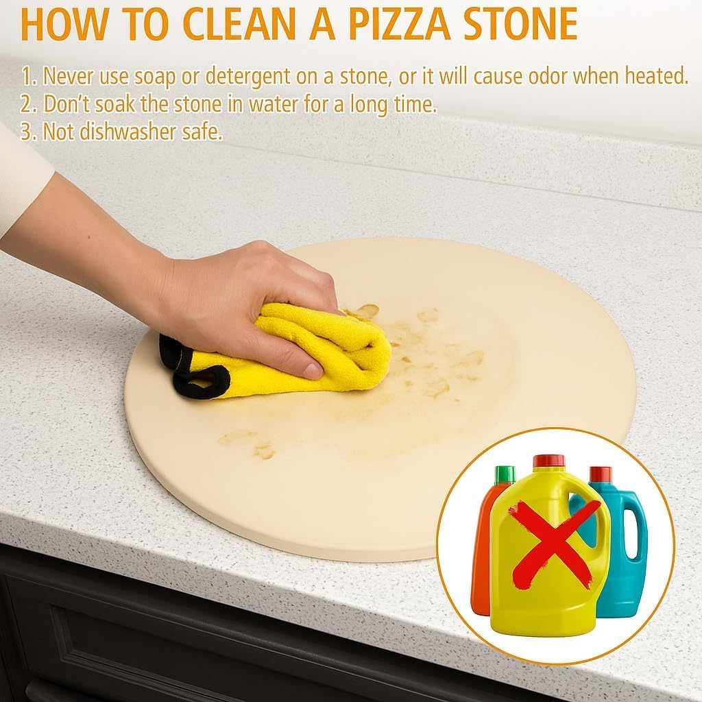 Large Pizza Stone Round 16", Heavy Duty Cooking Stone for Grill, Baking Pizza Stone for bread, Ideal for Grilling Baking Several Sizes of Pizzas