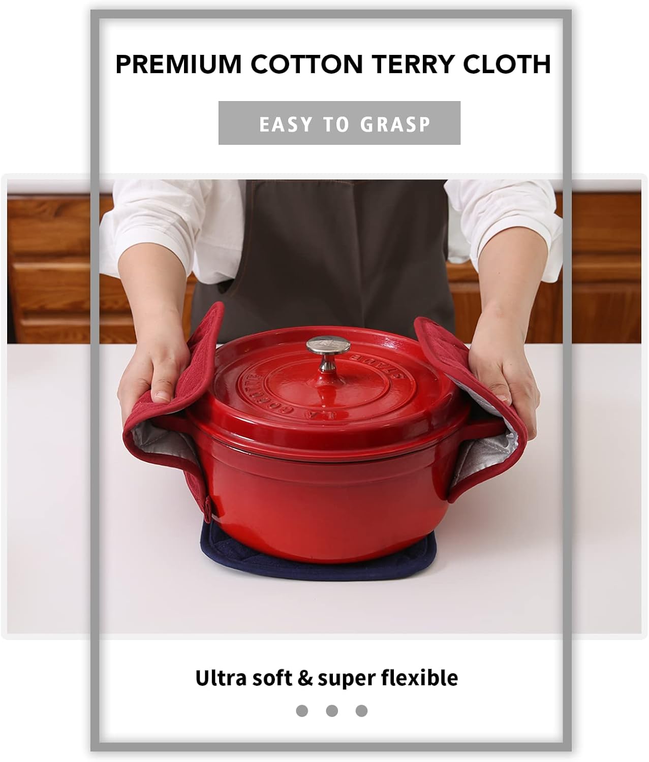 Joyhalo 6 Pack Pot Holders for Kitchen,Cotton Oven Holder with Great Heat Resistance,Non Slip Hot Pads for Kitchen Clearance,Dark Red