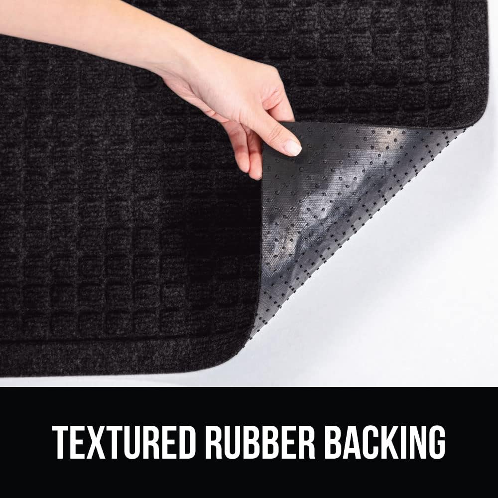 GORILLA GRIP Front Door Mat, 35x23, Indoor Outdoor Ultra Absorbent HydroAbsorb Doormat, Absorbs Up to 5.7 Cups of Water, Stain and Fade Resistant, Rubber Backing Doormats, Captures Dirt, Black