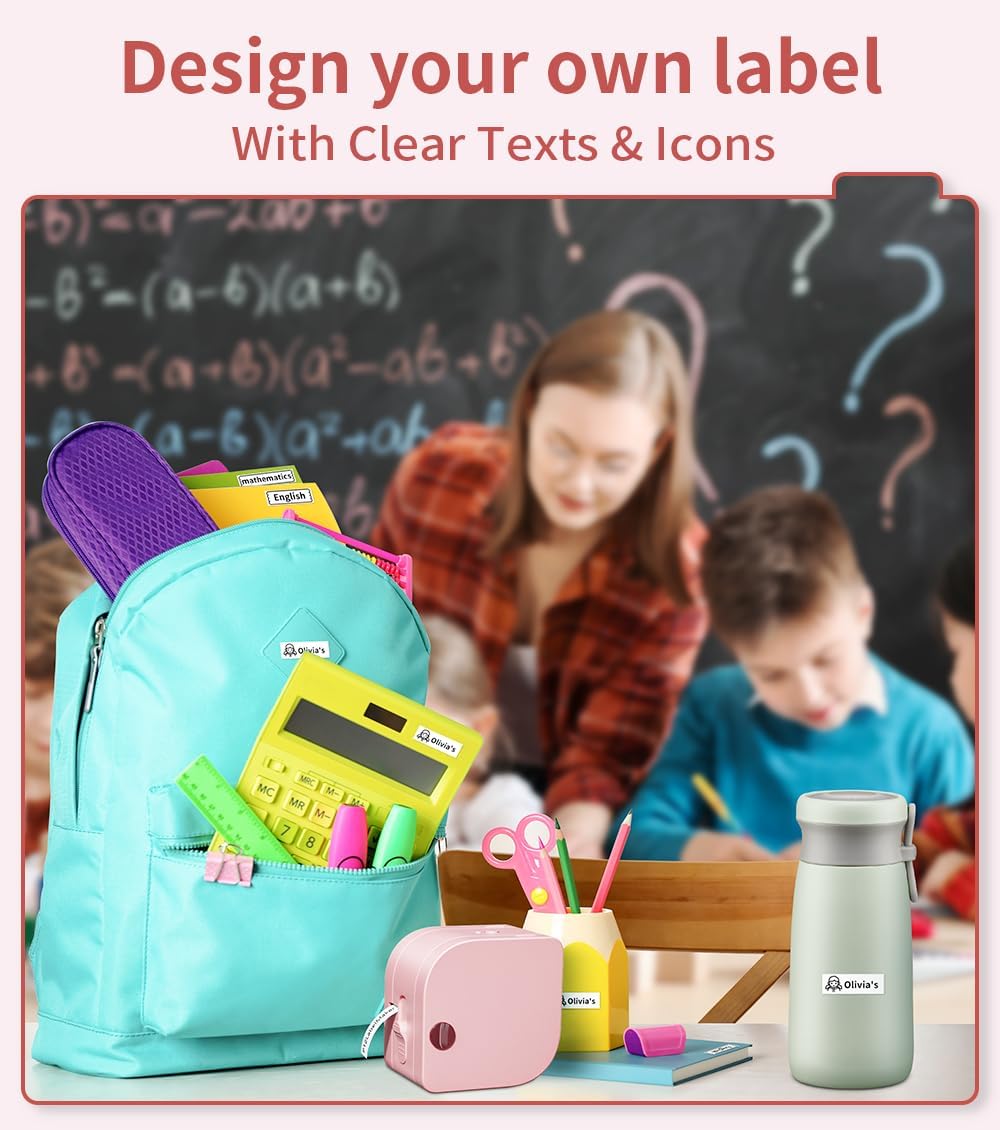 Phomemo P12 PRO Label Maker Machine with Tape, Mini Bluetooth Portable Thermal Labelmaker for Home, Office, Organizing, Kitchen, Wireless Small Label Makers with Multiple Templates, Pink