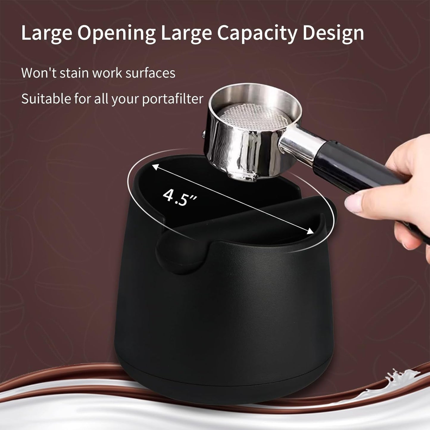 Knock Box Large Capacity Design Espresso Knock Box Shock-absorbent Knock Box Espresso with Removable Knock Bar and Non-Slip Base Espresso Accessories for Home/Office