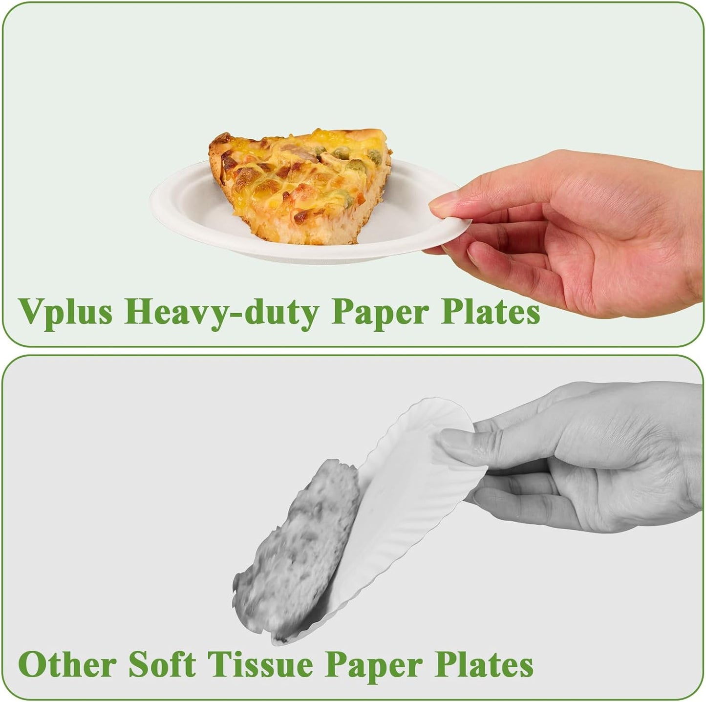 Vplus 125 Pack 6 inch Paper Plates 100% Compostable, Heavy-Duty Disposable Paper Plates Bagasse Natural Biodegradable Eco-Friendly Sugarcane（White）