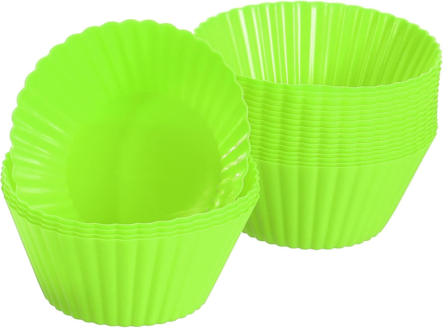 uxcell 18Pcs Silicone Cupcake Liners, Non-Stick Baking Cups, for Cooking Eggs, Baking Muffins and Make a Cake(Green)