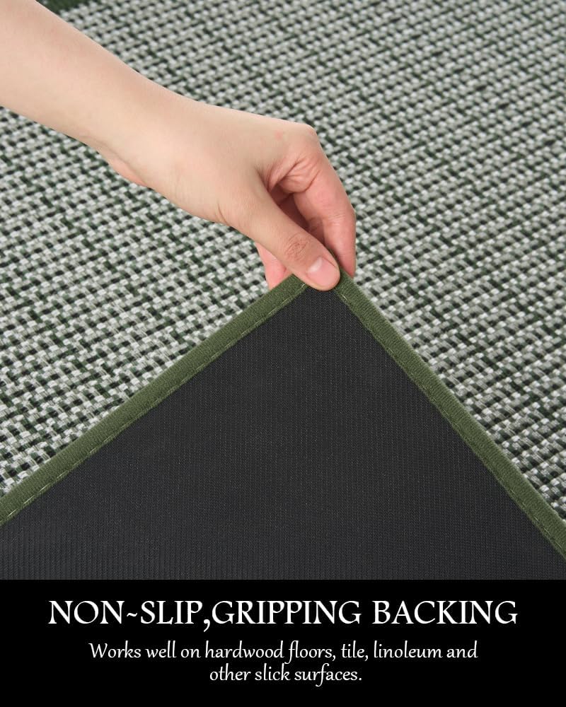PADOOR Kitchen Mats for Floor, Kitchen Rugs Non Slip Washable, Rubber Backed Kitchen Runner Super Absorbent Long Kitchen Floor Mat Sink Rug, 20"x70" Green