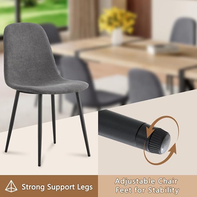 86.6" Dining Table Set for 8, Modern 9 Piece Wood Kitchen Table and Chairs Set, Rectangle Dining Room Table with 8 Linen Fabric Upholstered Chairs, Ideal for Home, Kitchen, or Apartment Dining