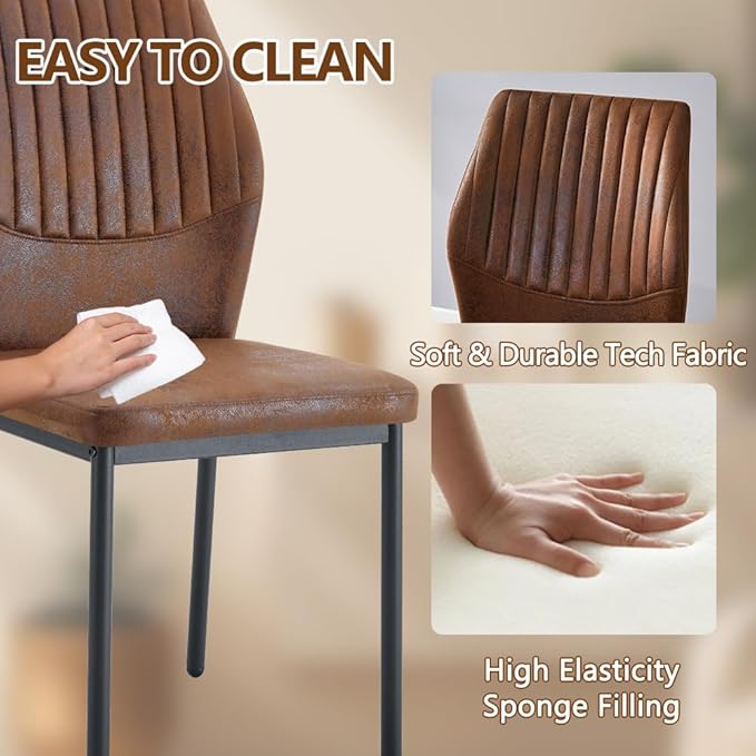 86.6" Dining Table Set for 8, Modern 9 Piece Wood Kitchen Table and Chairs Set, Rectangle Dining Room Table with 8 PU Leather Upholstered Chairs, Ideal for Home, Kitchen, or Apartment Dining