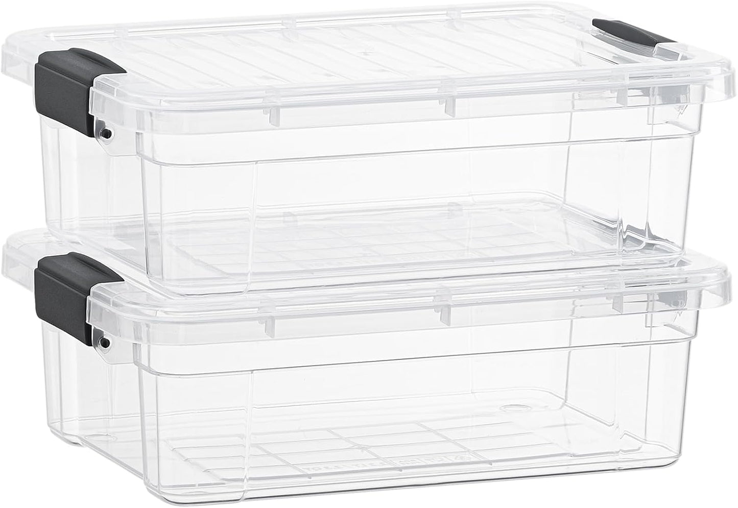 Superio Clear Storage Boxes with Lids, 1.27 Quart Plastic Container Bins for Organizing, Stackable Crates, BPA Free, Non Toxic, Odor Free, Organizers for Home, Office and Dorm, 2 Pack