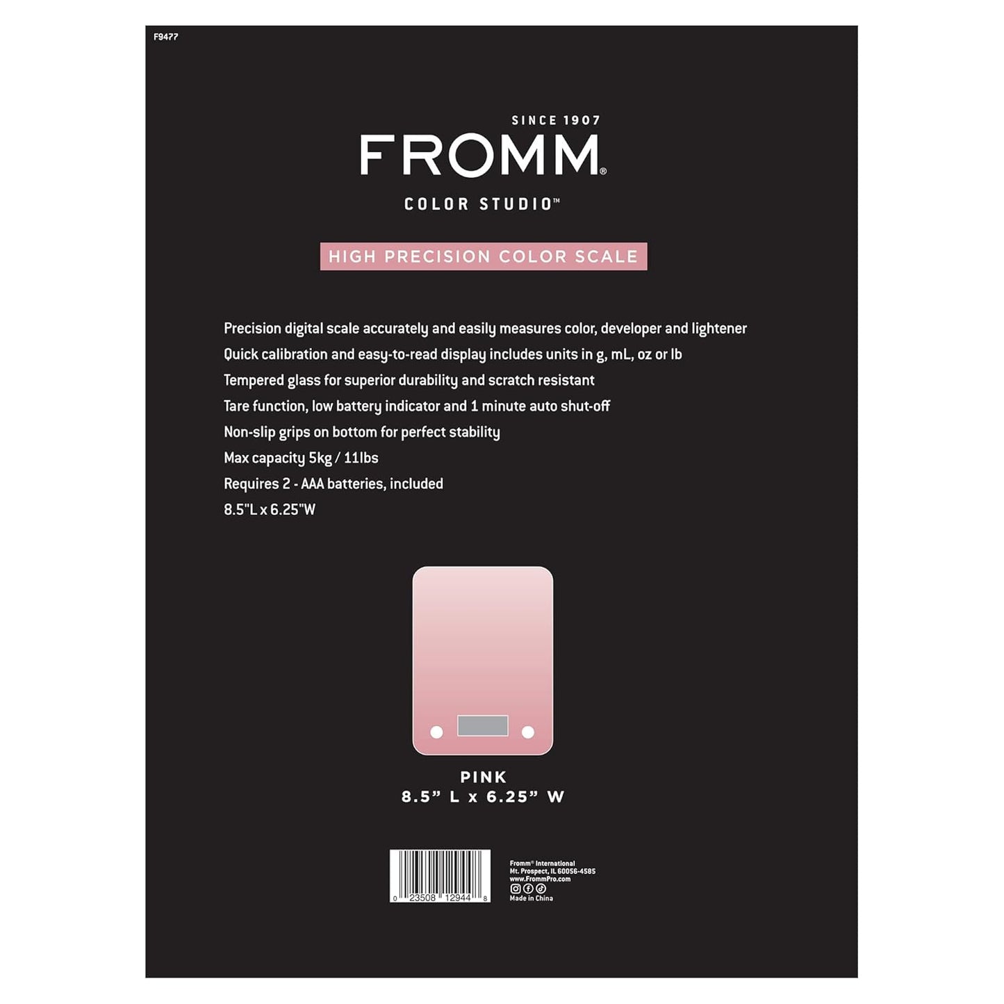 Fromm Color Studio Digital Scale for Measuring Hair Color, Developer, and Lightener, Multi-Purpose Kitchen Scale for Accurate Weighing, Cooking, Baking, Keto, Meal Prep