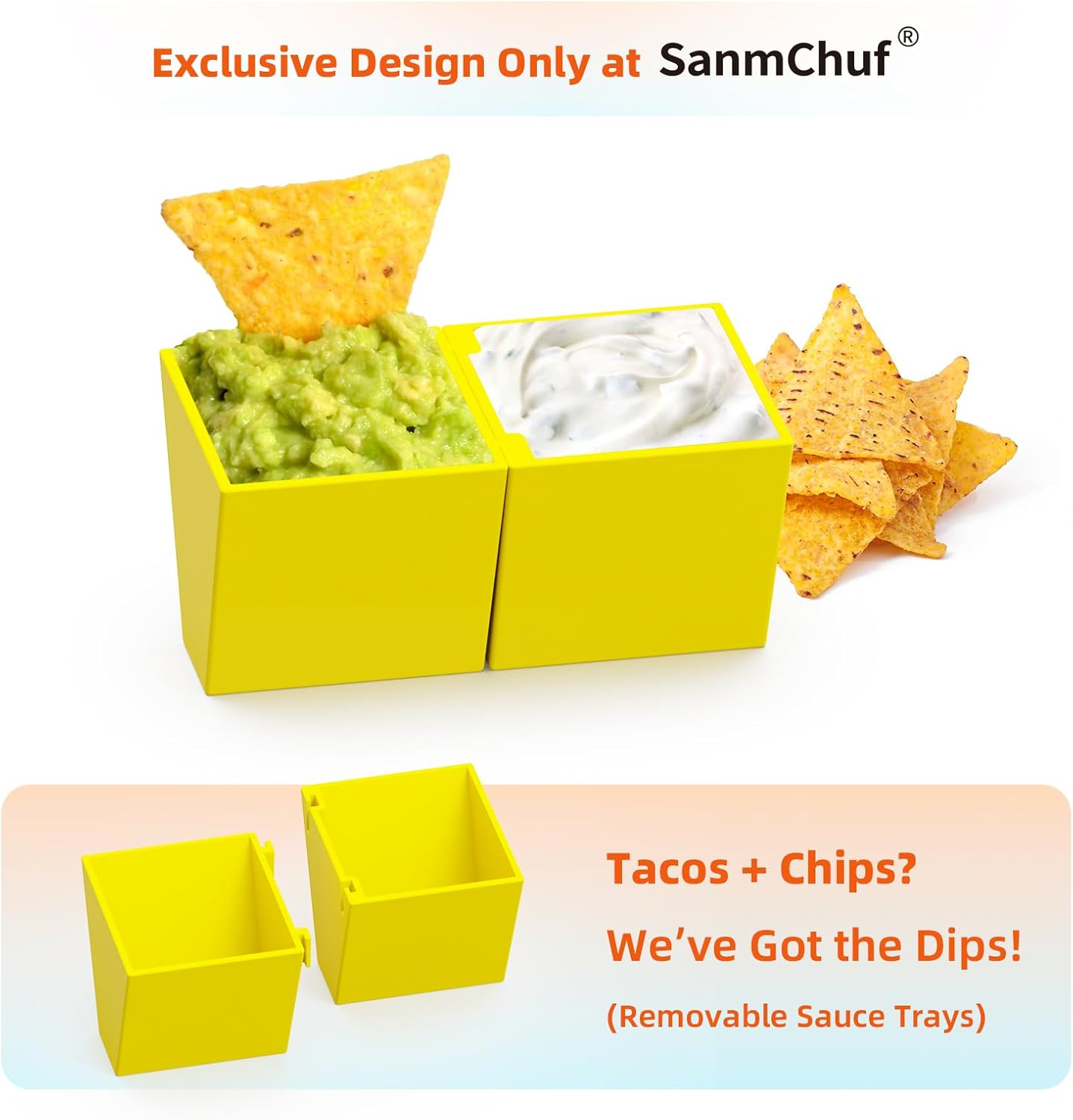 Colorful Taco Holder Set – Set of 6 with 2 Sauce Cups, Connectable & Stackable Plastic Taco Stands, Microwave & Dishwasher Safe, Great for Family Meals & Taco Nights