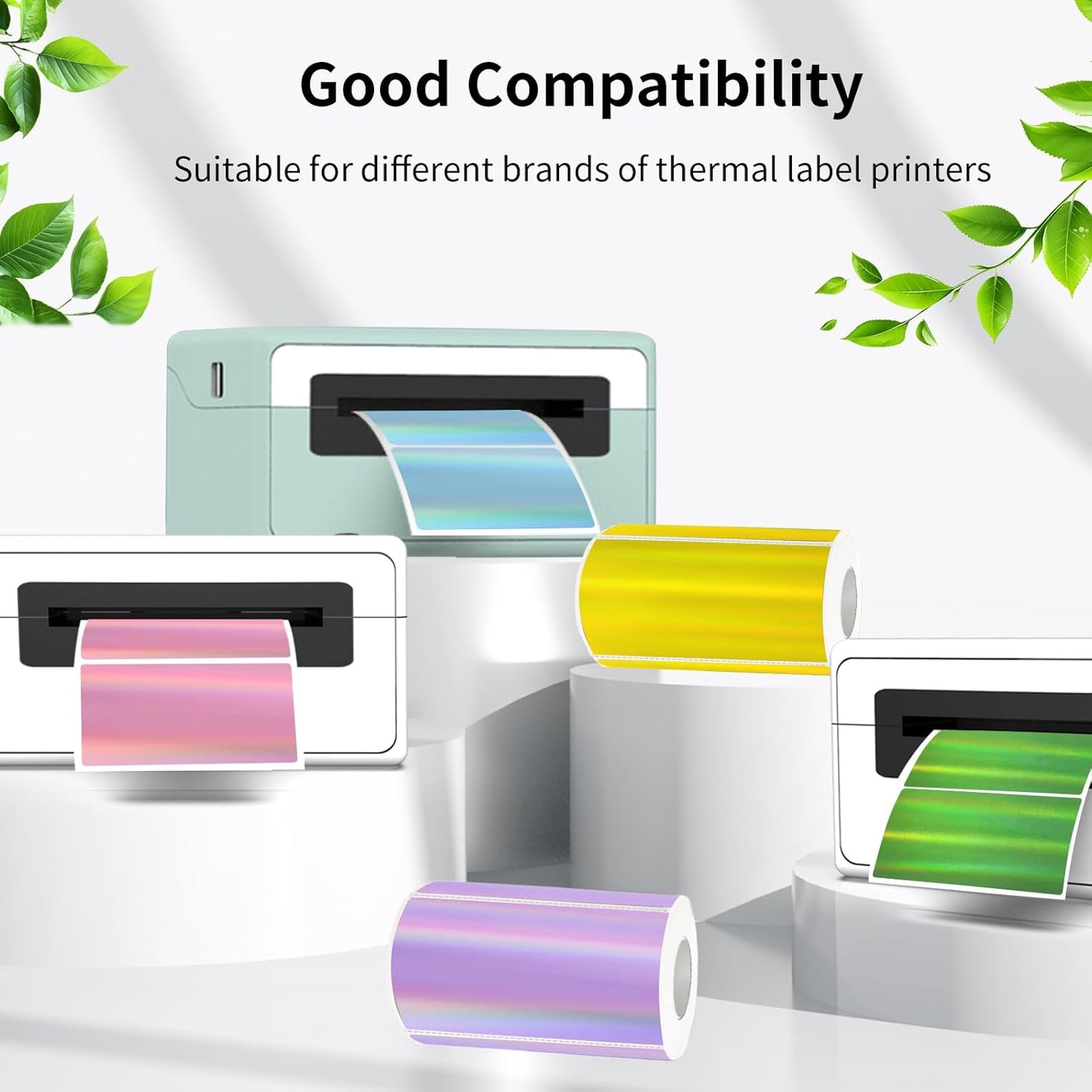 2x4 Inch Holographic Thermal Labels, Yellow Direct Thermal Stickers Label, Self-Adhesive Glitter Thermals Printer Sticker Labels, Perforation Line Design- 200Pcs/ 1 Roll