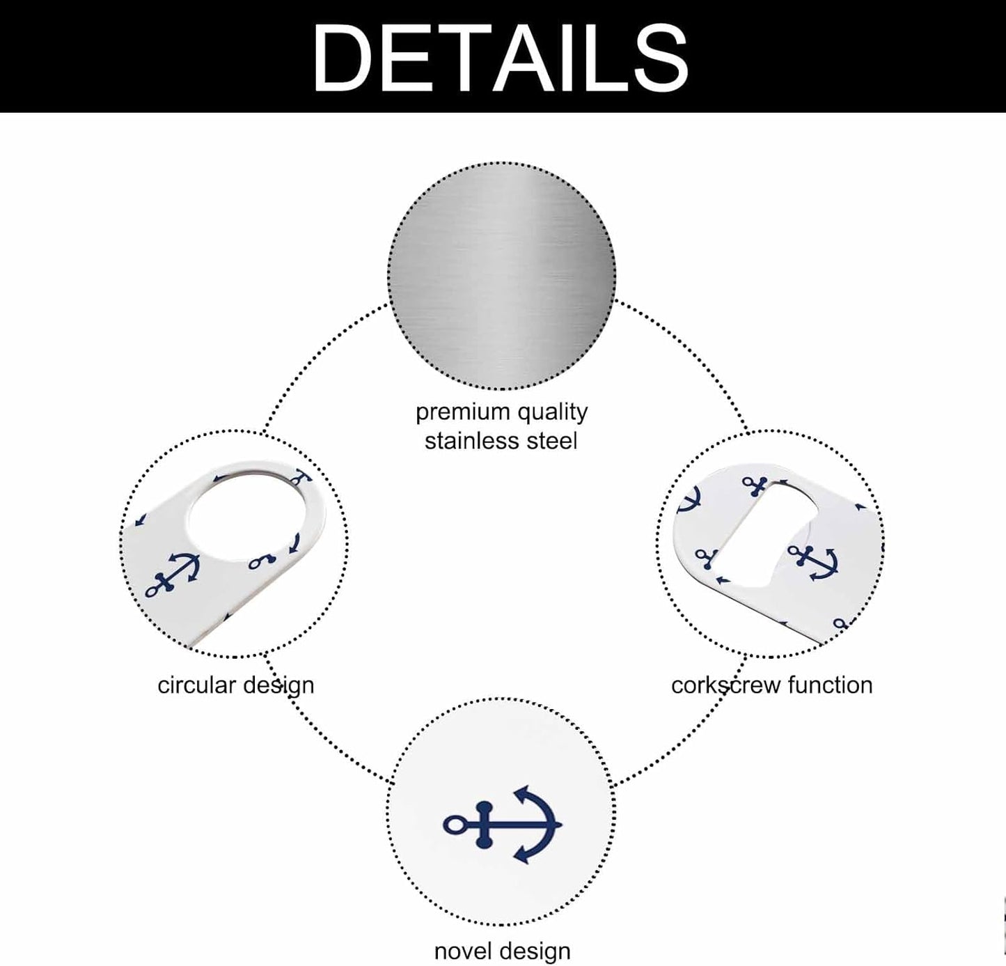 Anchors Stainless Steel Bottle Opener Nautical Anchor Hook Marine Cruise Symbol Boat or Ship Flat Beer Bottle Opener Keychain for Home Kitchen Bar Restaurant Party Birthday Gift