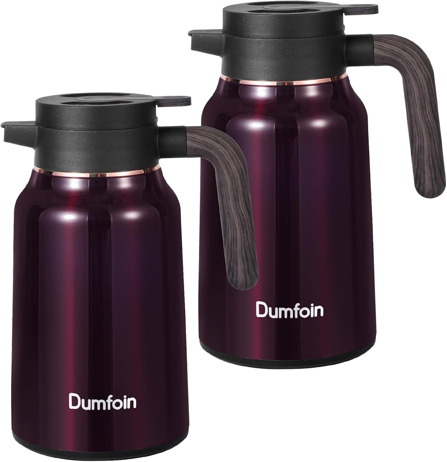 Carafes for Hot Liquids 51 oz - 12 Hour 2 PCS Stainless Steel Thermal Coffee Carafe-Insulated Coffee Carafes For Keeping Hot/Cold Coffee, Tea, Water, 1.5 Liter Beverage Dispenser(red/red)