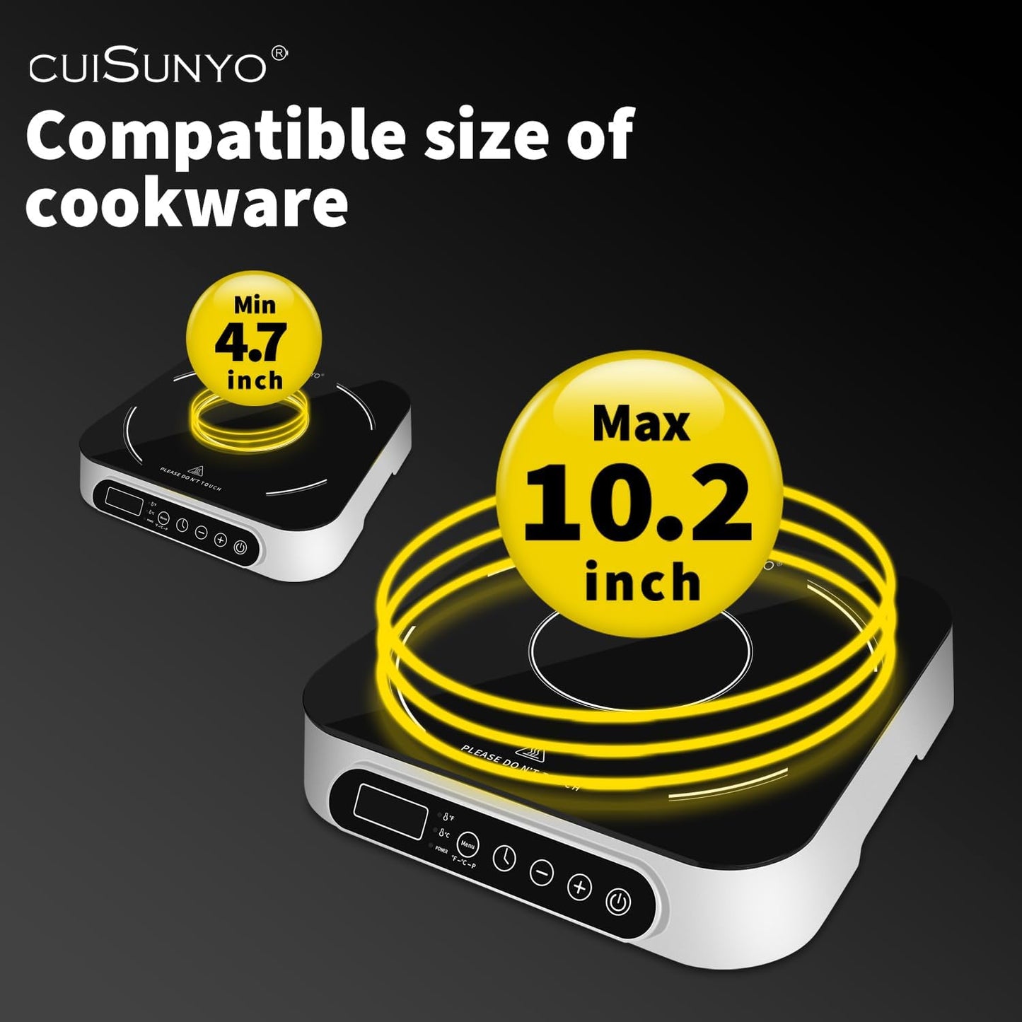 1800W Portable Induction Countertop Cooktop 10 Power Levels Burners Electric Stove with 140-465°F Timer Settings Induction Burner Suitable and Digital Sensor for Magnetic Cookware