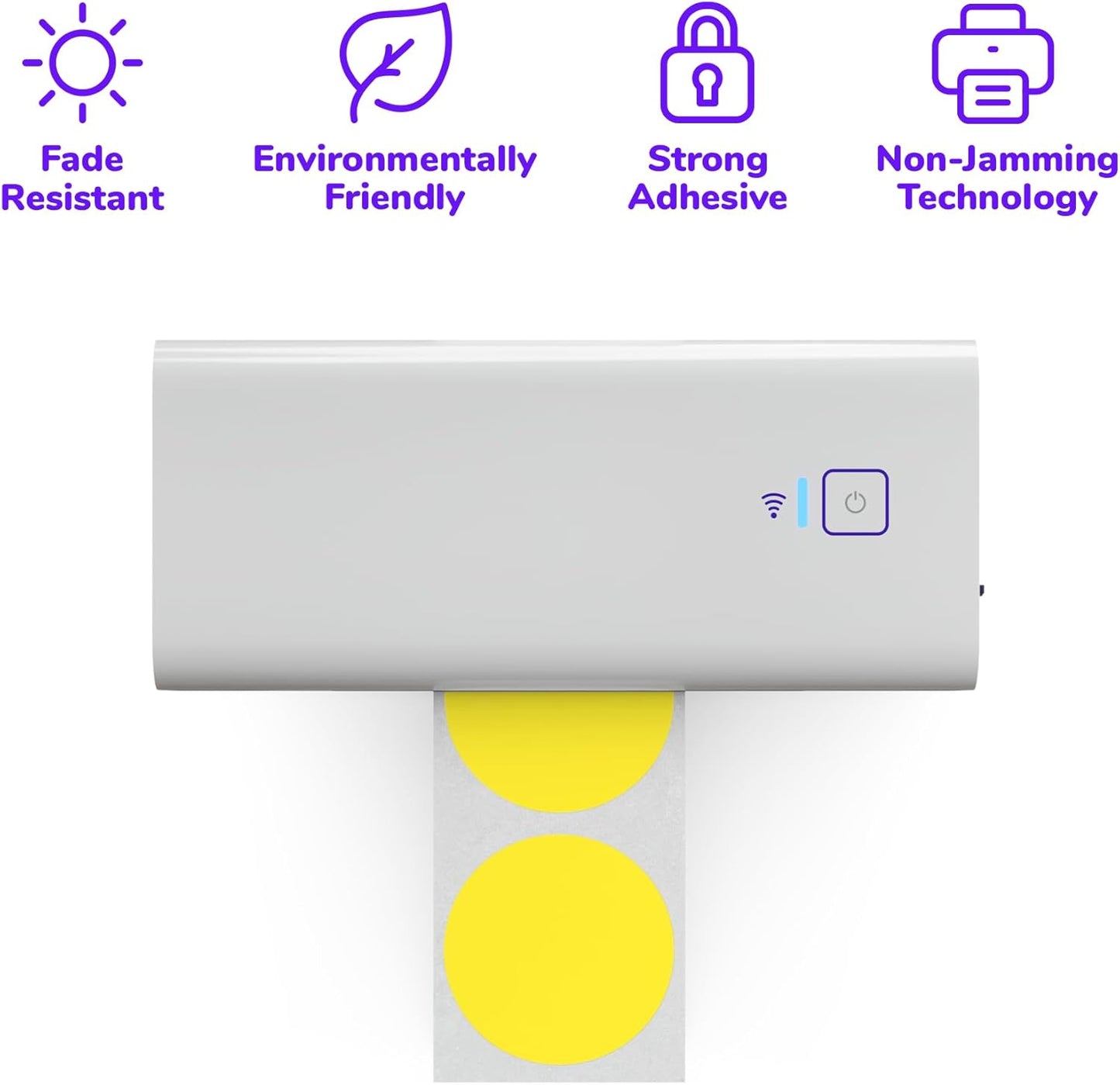 Rollo Circle Thermal Labels 2 Inch - Roll of 1,000 Round Sticker Labels - Multi-Purpose Direct Thermal Printer Stickers 2x2 (Yellow)