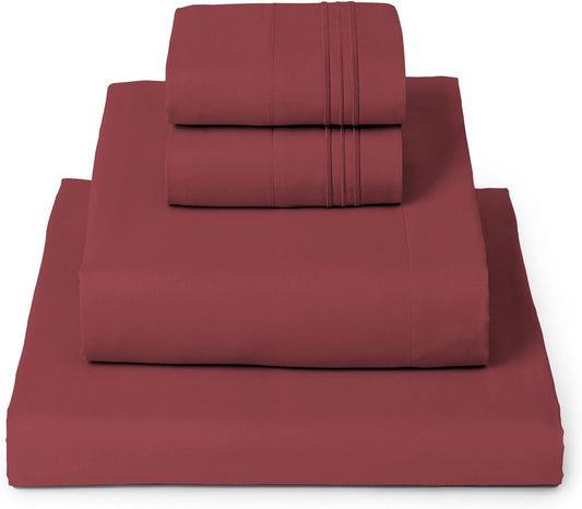 Mellanni Queen Sheets Set - 4 PC Iconic Collection Bedding - Hotel Luxury, Extra Soft, Cooling Bed Sheets - Wrinkle, Fade, Stain Resistant (Queen, Brick Red)