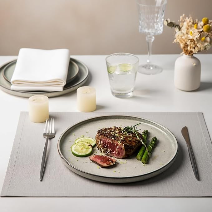 AmorArc Stoneware Dinnerware Sets for 4,Round Reactive Glaze Ceramics Plates and Bowls Set,Highly Scratch Resistant Dishware | Dishwasher & Microwave Safe Dishes Set,Service for 4 (12pc)