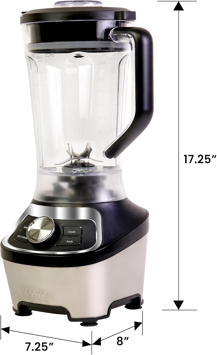 Kenmore Countertop Blender - Electric Mixer, Frozen Smoothie, Shakes, Milkshake, Puree Maker, Licuadora Grinder Kitchen Appliance With Ice Crush & Pulse Function, Dishwasher Safe Glass Pitcher, Black