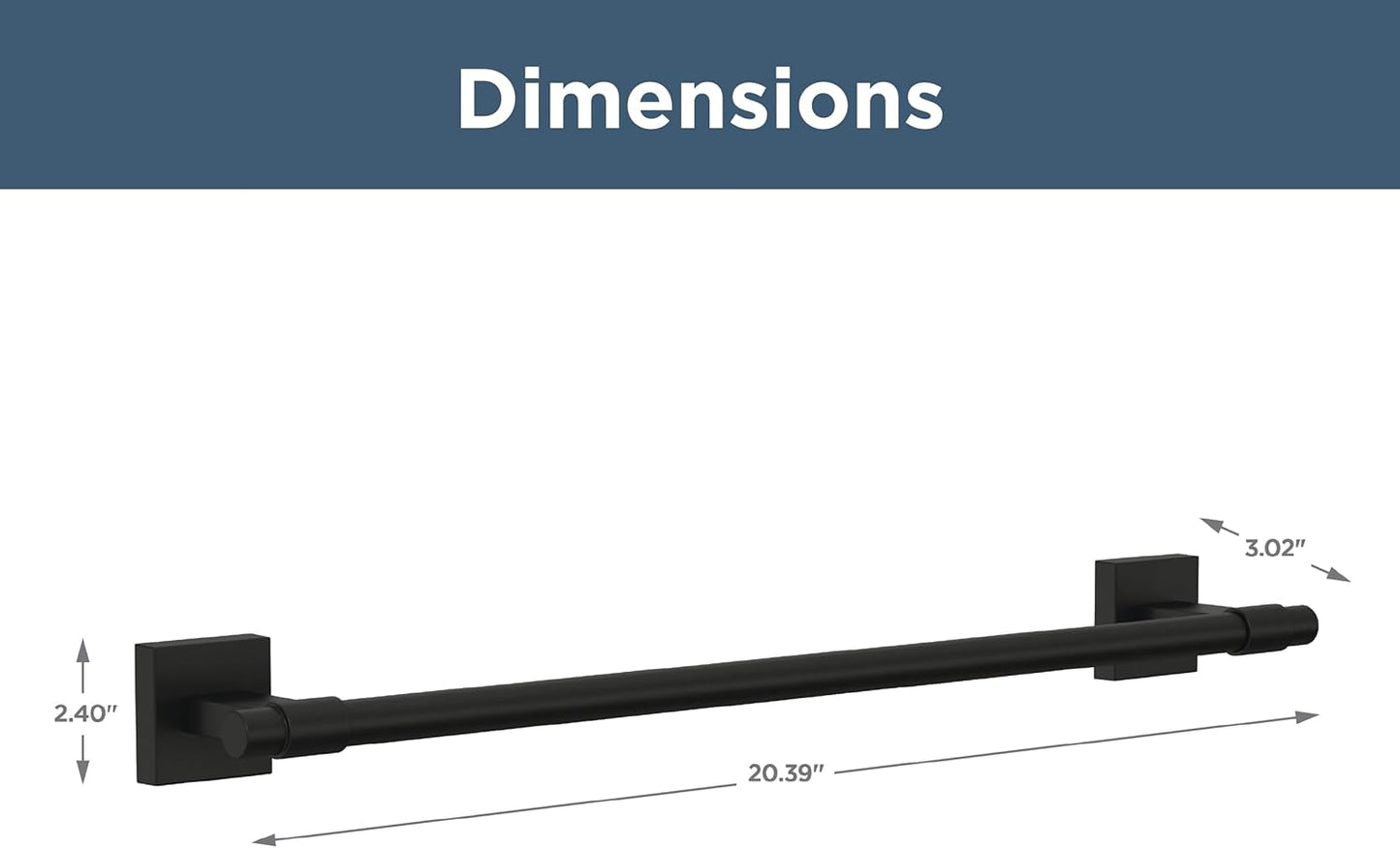 Franklin Brass Maxted (1-Pack) 18" Towel Rack for Bathroom, Matte Black Towel Bar for Bathroom Wall Kitchen Towel Holder Rod Wall Mounted Bathroom Accessories MAX18-FB