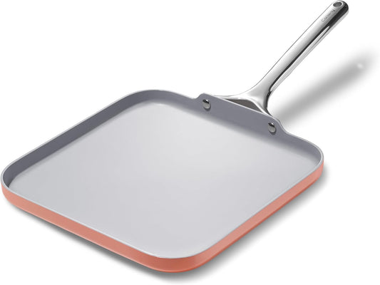 Caraway Square Griddle Pan - 11” Square Pan - Non-Stick Ceramic Coated - Non Toxic, PTFE & PFOA Free - Oven Safe & Compatible with All Stovetops - Perracotta