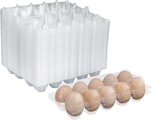 80 Pack Bulk Egg Cartons, Clear Plastic Chicken Egg Holders, Egg Tray Carton Holder for Home & Kitchen, Farm & Market Use, An Eco-Friendly Egg Storage Solution, 10 Grids(Medium Size)