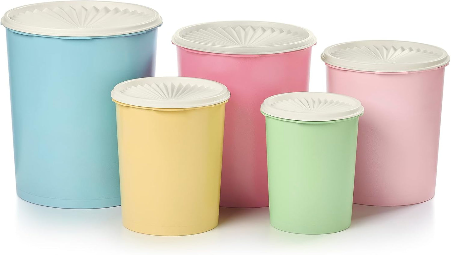 Tupperware Heritage Collection 10 Piece Nested Canister Set in Vintage Colors, Dishwasher Safe and BPA Free (5 Containers, 5 Lids)