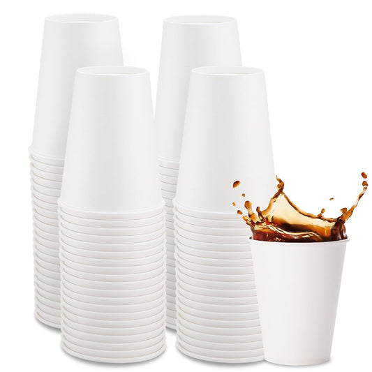 Freshware Coffee Cups 12 oz [100 Pack] Disposable Paper Cups for Hot or Iced Coffee Cup, Slushie Cup, Milkshakes, Smoothies, and Tea