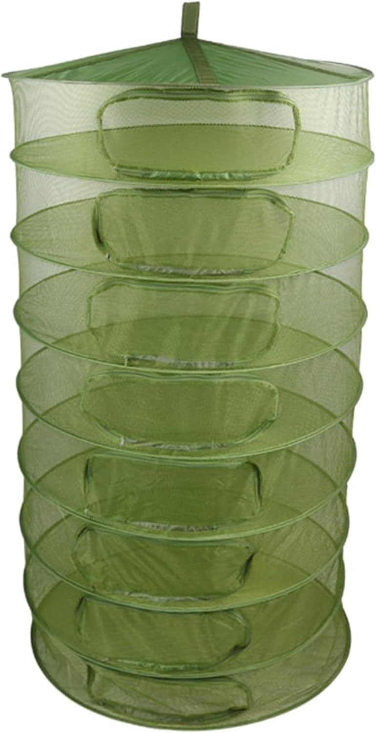 Grow1 3ft Drying Rack with Zipper Openings Collapsible Mesh Herb and Flower Hanging Dryer with Carrying Case for Secure Enclosed Drying