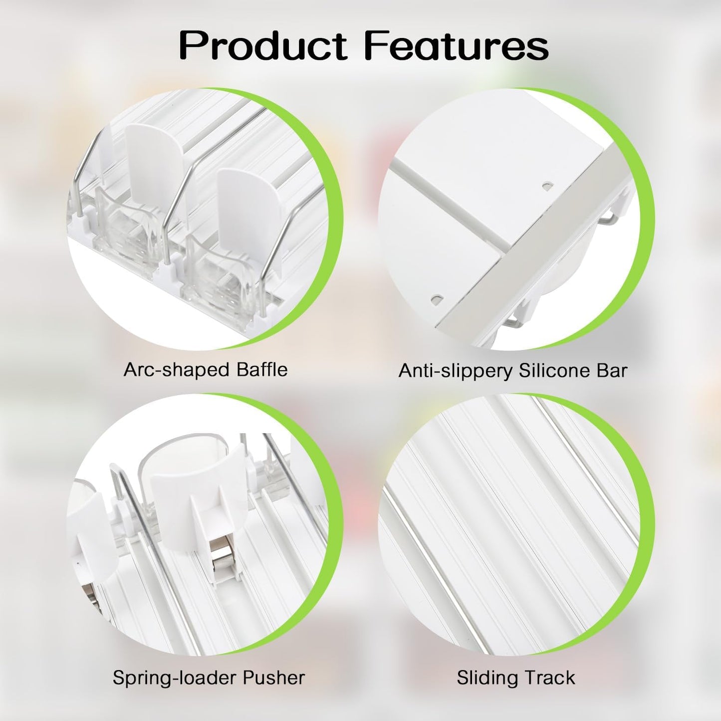 Soda Can Dispenser for Refrigerator - 3 Row Automatic Pusher Glide, Fridge Bottle Rack Drink Organizer, Self-Pushing Width Adjustable Beverage Storage Holds Up to 12 Cans (12.2inch, White)