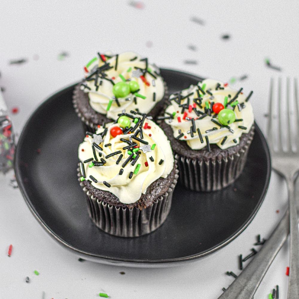 Star Wars Sprinkles for Cake Decorating - Galaxy Sprinkles for Cupcake Decorating and Baking in Black Jimmies, Red Nonpareils with Silver Stars - Star Wars Cake Decorations for Birthday