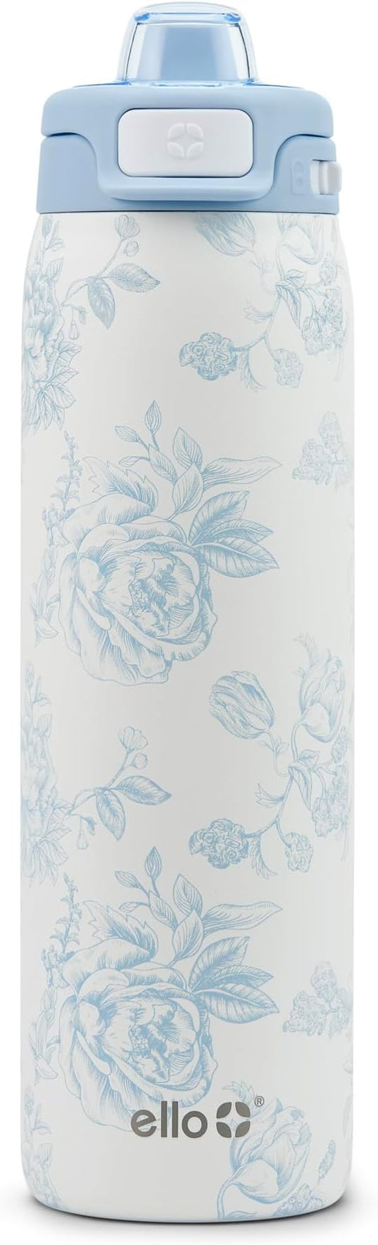 Ello Pop & Fill Stainless Steel Water Bottle with Quick Fill Technology, Double Walled Vacuum Insulated Metal, Leak Proof Locking Lid, Sip & Chug, BPA Free, Holiday Gift for Him Her, 22oz, 32oz, 40oz