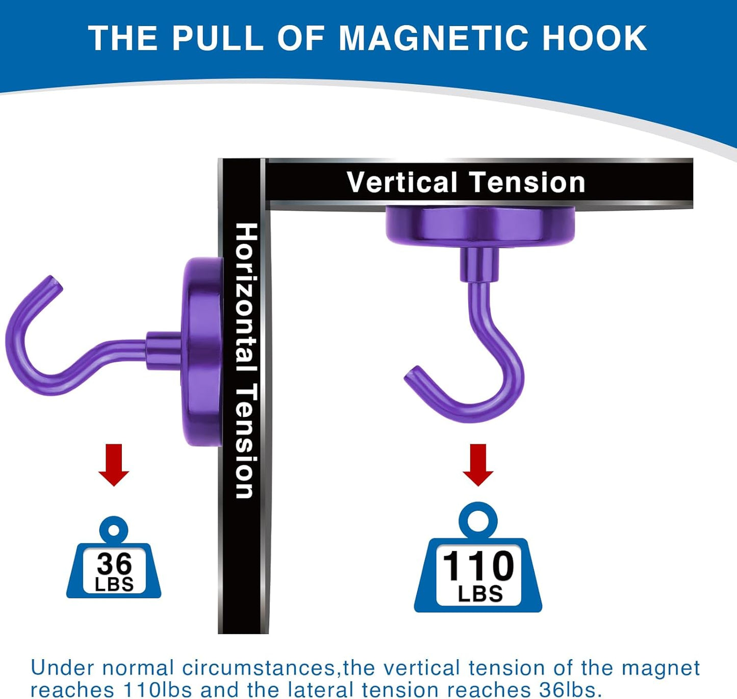 LOVIMAG Cruise Ship Essentials, 110Lbs Cruise Door Magnets, Purple Cruise Magnetic Hooks, Magnetic Hooks Heavy Duty for Hanging Celling, Grill, Refrigerator Kitchen-6 Pack