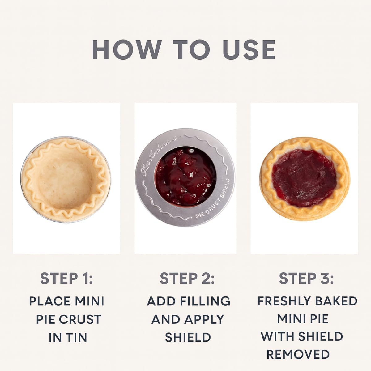 Mrs. Anderson's Baking Individual Pie Crust Protector Shields, For Mini Pies and Pot Pies, 2 Sets of 2 Pie Shields