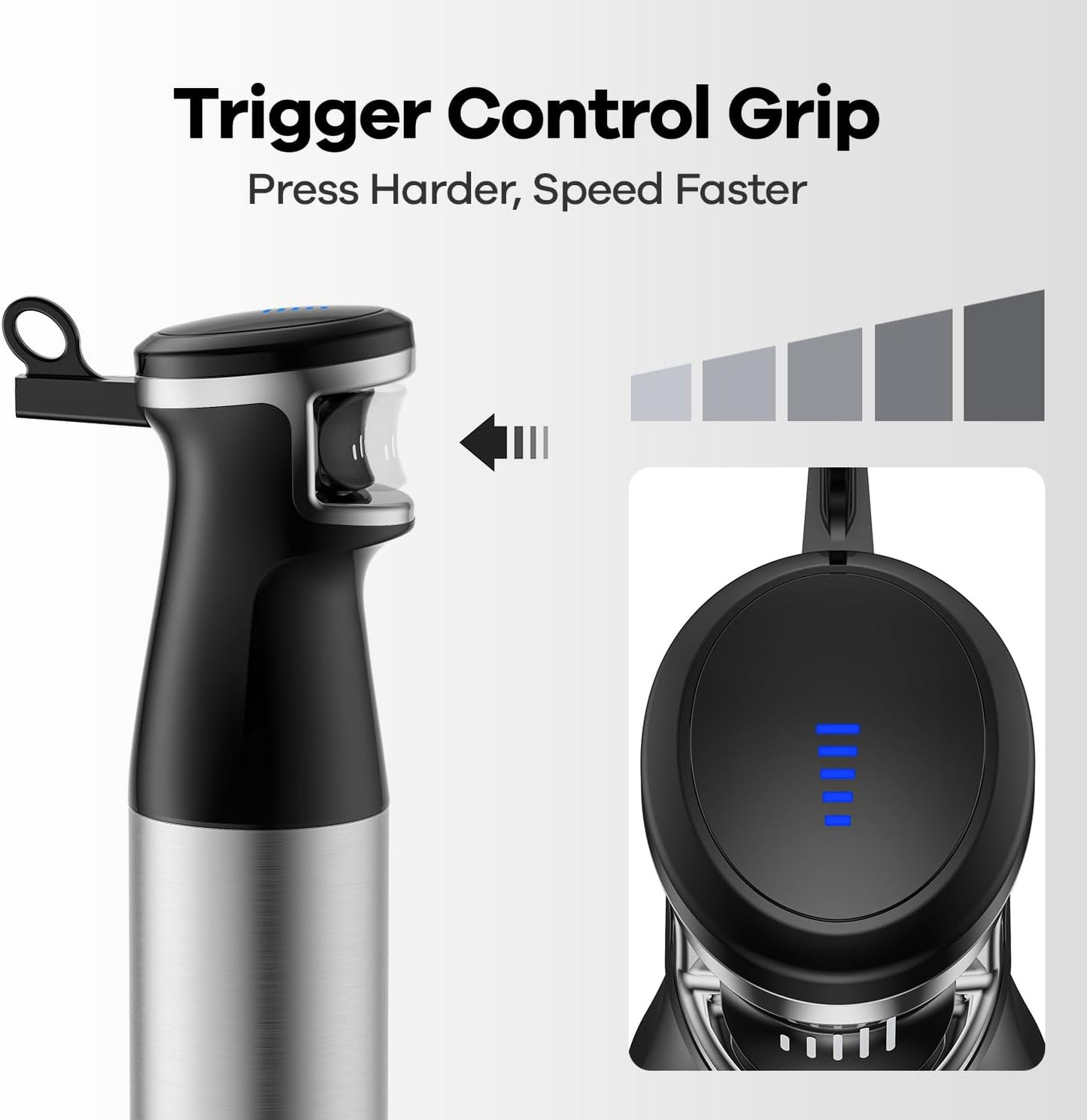 Immersion Blender Handheld 1100W 5 in 1 Corded Stick Hand Blenders for Kitchen with Trigger Speed Control, with Beaker, Chopper, Whisk, Frother, Perfect Emulsifier for Soup, Smoothie, Puree