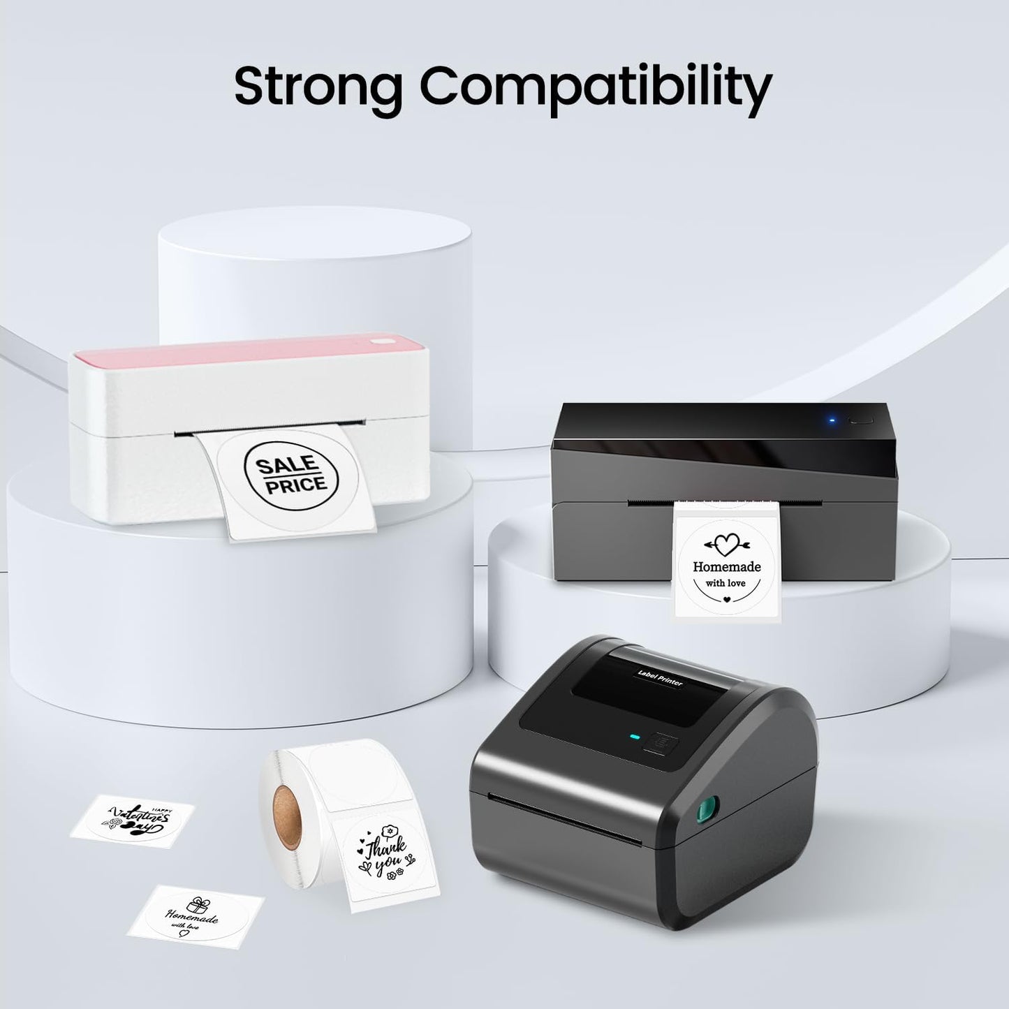 2” White Circle Thermal Label, Self-Adhesive Round Sticker Label 750 Labels/Roll, Round Direct Thermal Labels, Multi-Purpose Roll Thermal Stickers for Small Business