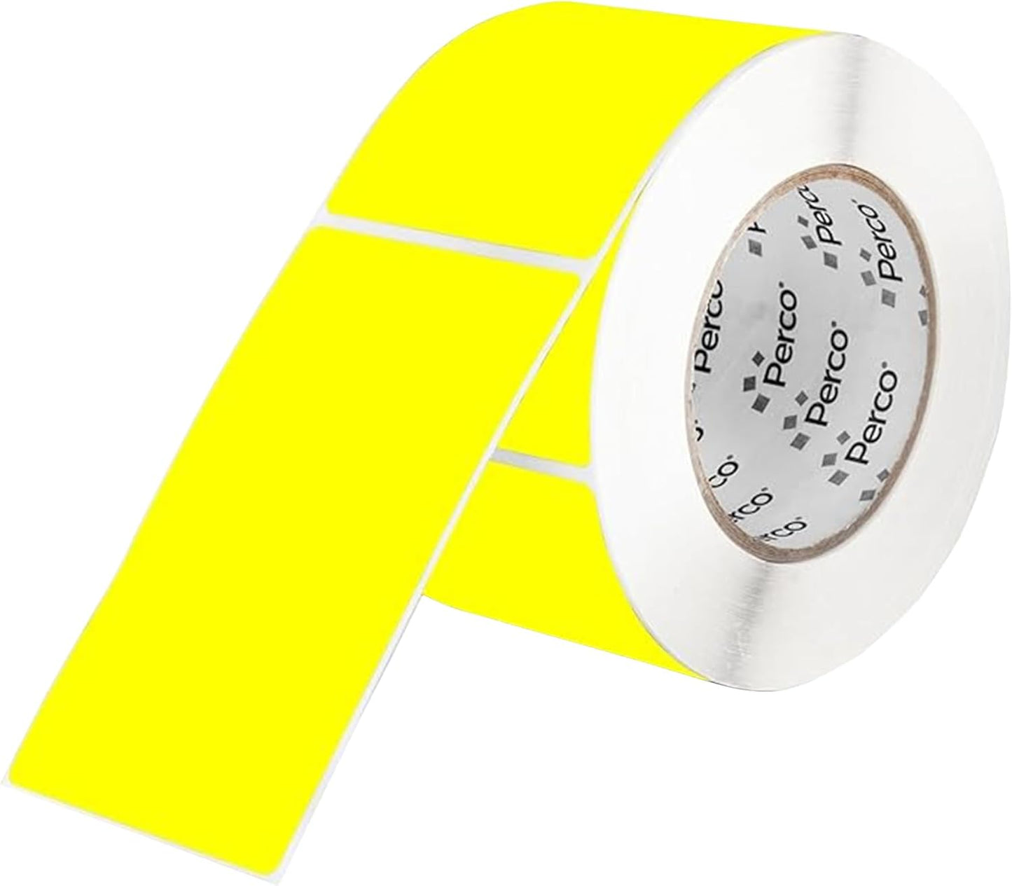 Perco Fluorescent Yellow Labels 3x5 Inch 500 Stickers/Roll with Easy Peel Perforation and Strong Adhesion for Inventory Management, Color Coding, Moving Boxes, Retail, Organizing & Crafts–Made in USA