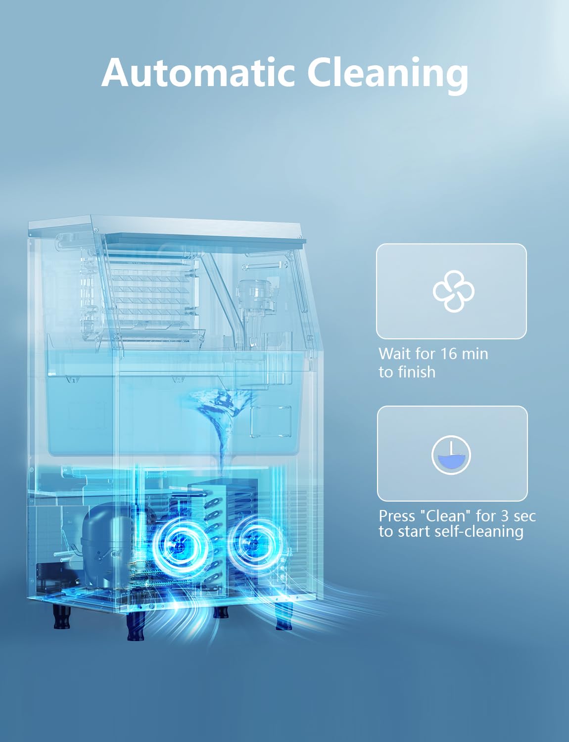 Commercial Ice Maker Machine 100Lbs/24H, Under Counter Ice Machine with 34lbs Ice Storage Bin, Stainless Steel Freestanding Ice Maker for Restaurant, Bars, Home and Offices