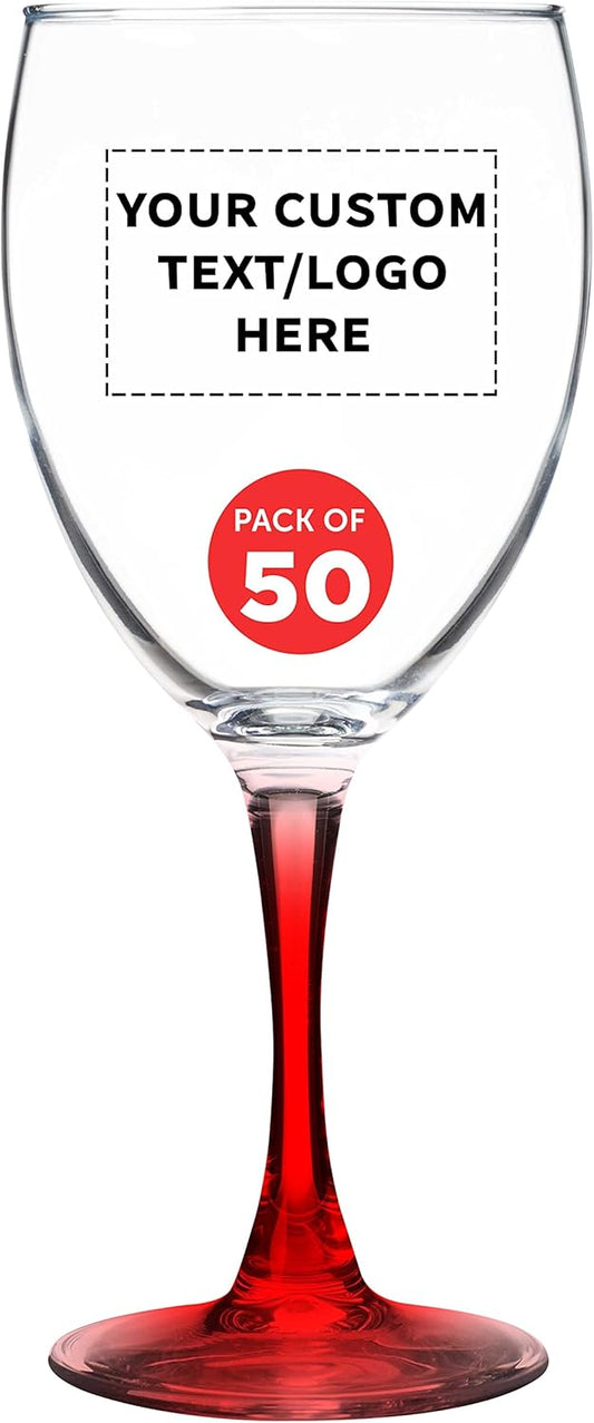 Custom Nuance Wine Glasses by ARC 10.5 oz. Set of 50, Personalized Bulk Pack - Restaurant Glassware, Perfect for Red Wine, White Wine, Cocktails - Red