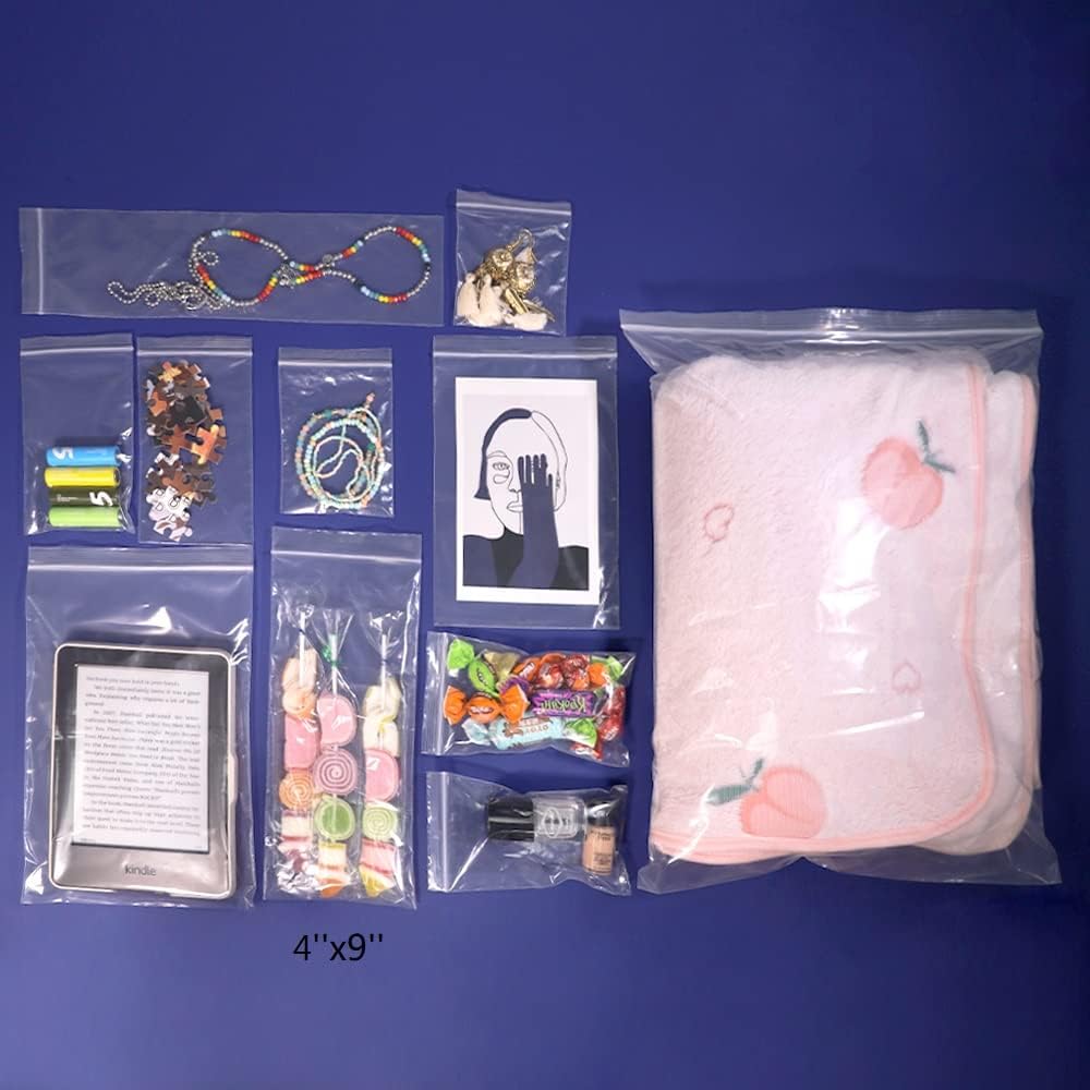 iMailer - 200 Pcs -4" x 9" Incense Bags-Resealable Zip Bags for Snack, Necklaces, Jewelry, Packaging & Shipping