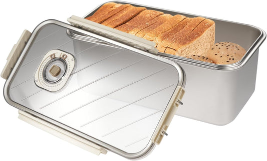 Bread Box for Homemade Bread, Time Recording Bread Storage Container with Lid, Airtight Fresh Bread Holder bin For Kitchen Countertop, Dishwasher Safe