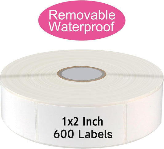 600 Blank Removable Freezer Labels with Perforation Line for Easy Distribution and Use. Waterproof and Oil-Resistant, Suitable for Food Containers, Jars, and Kitchen Organization.(1 "x 2")