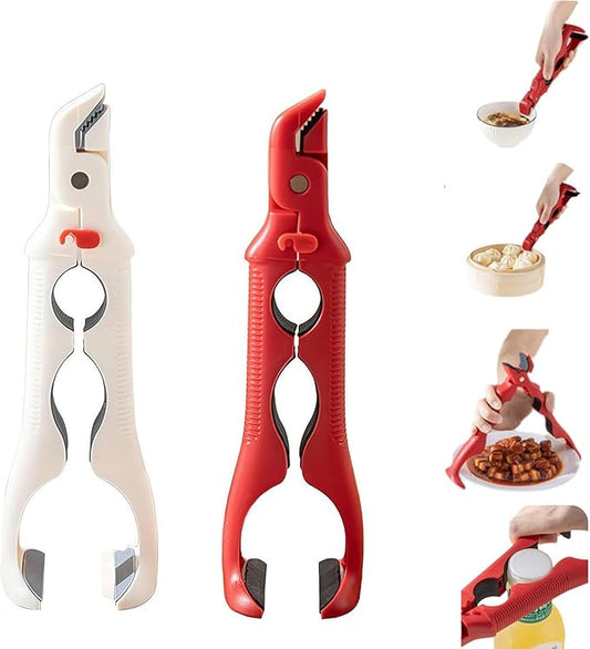 3-in-1 Hot Plate Gripper,2PCS 2026 New Upgrade Hot Plate Gripper Lifters Tongs,Multi-Angle Anti-Scald Bowl Holder Clip & Ho-t Plat-e Grabber Tool with Lock,Kitchen Utensil for Bowls,Pans,Dishes-2 PC