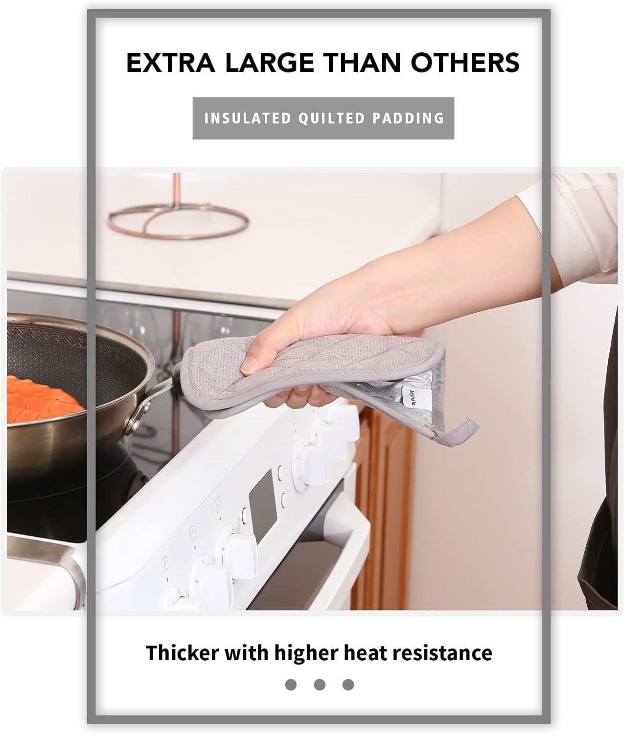 Joyhalo 6 Pack Pot Holders for Kitchen,Cotton Oven Holder with Great Heat Resistance,Non Slip Hot Pads for Kitchen Clearance,Grey
