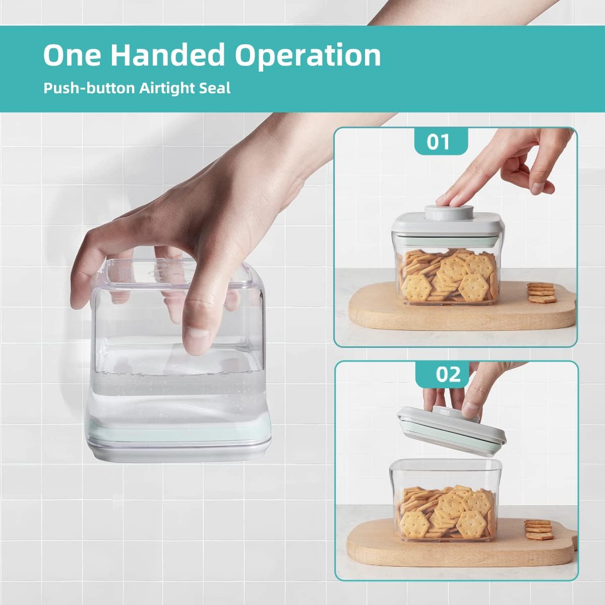 Ankou Airtight Pop Cereal Container, 3300ml Each Large Cereal Containers with Scoops Food Storage Canister Dispenser Perfect For Cereal Flour Spaghetti Rice Kitchen Organizing 3.5qt