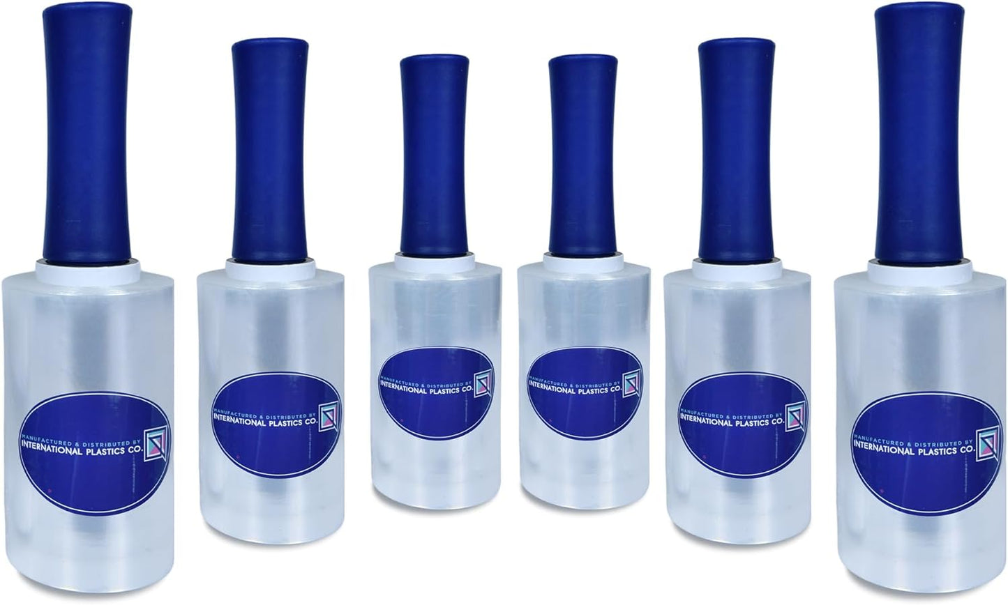 International Plastics Co. 6 Pack of 5" Plastic Stretch Film Wrap with Rotating Handles 1000 feet Each 500% Stretch Ability