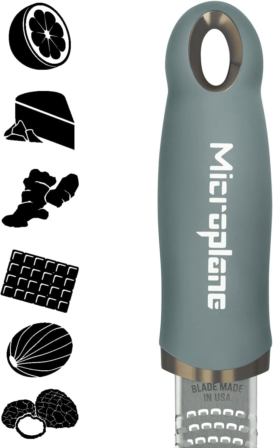 Microplane Premium Classic Zester - Eucalyptus Green | Lemon Zester tool, Hard Cheese & Vegetable Grater | For Citrus, Parmesan Cheese, Garlic, Ginger, Nutmeg | Fine Stainless Steel Blade, Made in USA