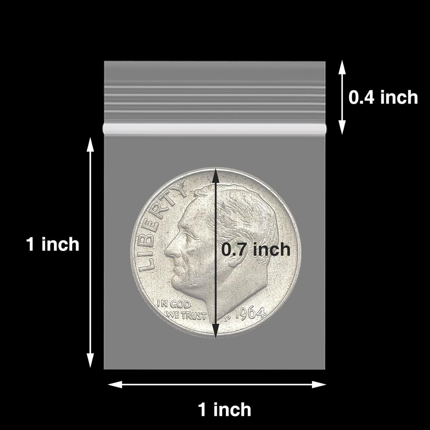 300pcs 1" x 1" Plastic Zip Bags, 2 mil Thick, Clear Small Pill Bag, Mini Zip Baggies, Reclosable Zipper Poly Bag for Travel, Storage, Packaging