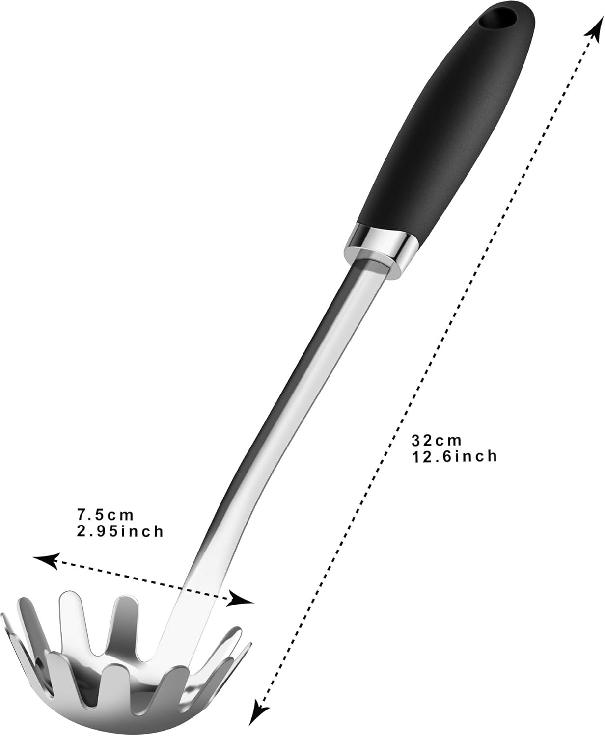 Brushed Stainless Steel Non-Slip Ergonomic Handle Pasta