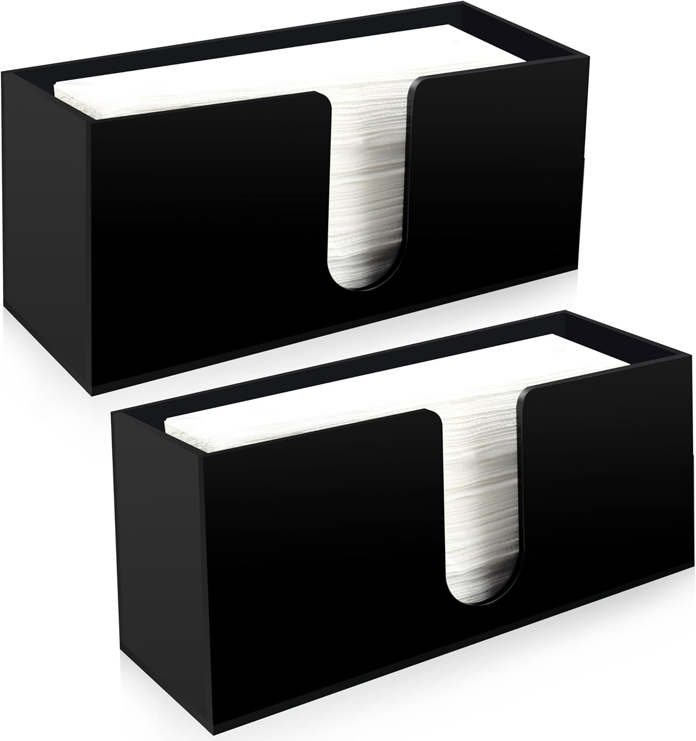 Paper Towel Holder for Countertop,Black Acrylic Napkin Dispenser-Multifold/C-Fold/Z-Fold Trifold Paper Towel Dispenser for Bathroom Kitchen Restaurant Toilet - Durable 5mm Thick(2)
